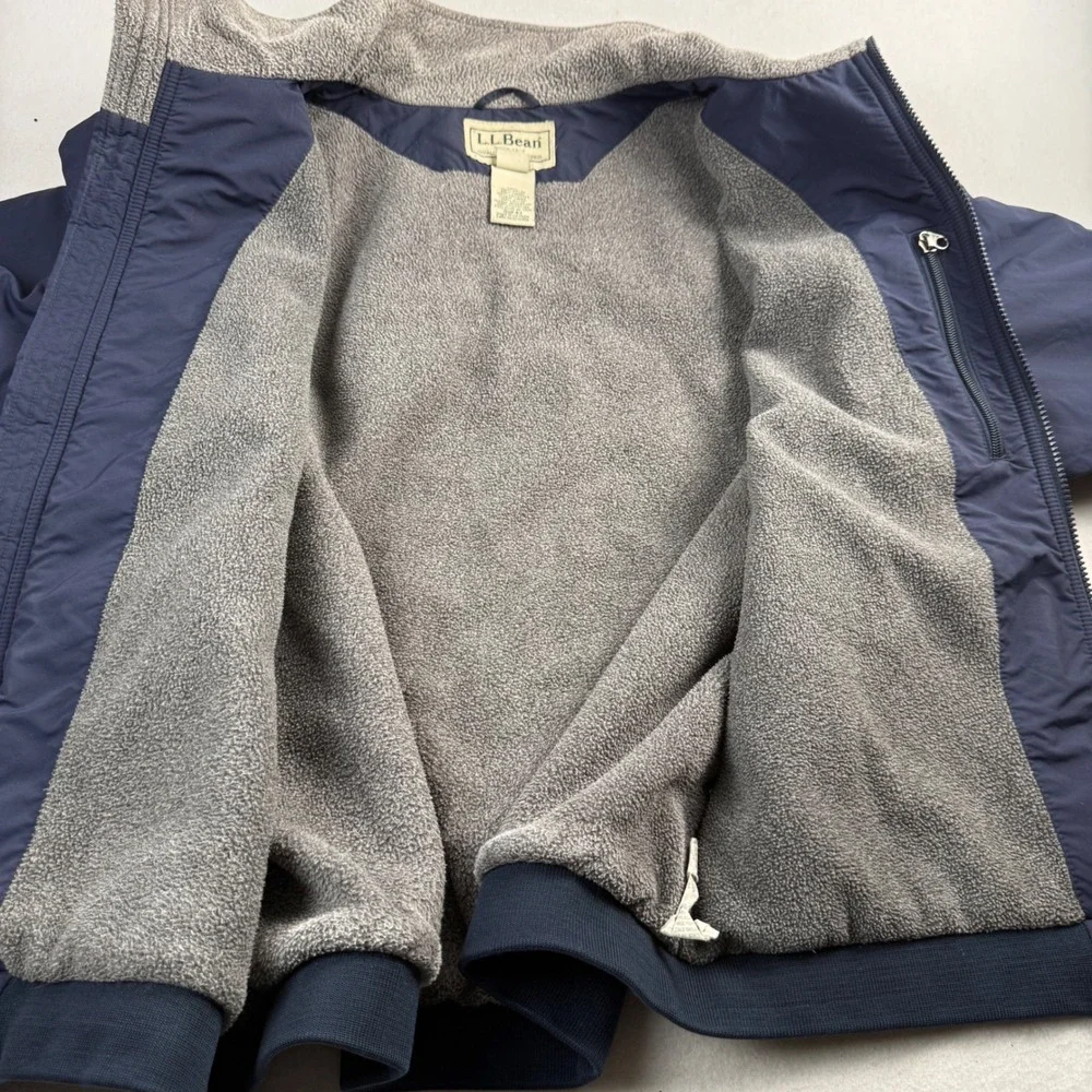 LL Bean Warm-Up Jacket‎ Mens XL Navy Blue Fleece Lined Thinsulate Bomber 0UF43